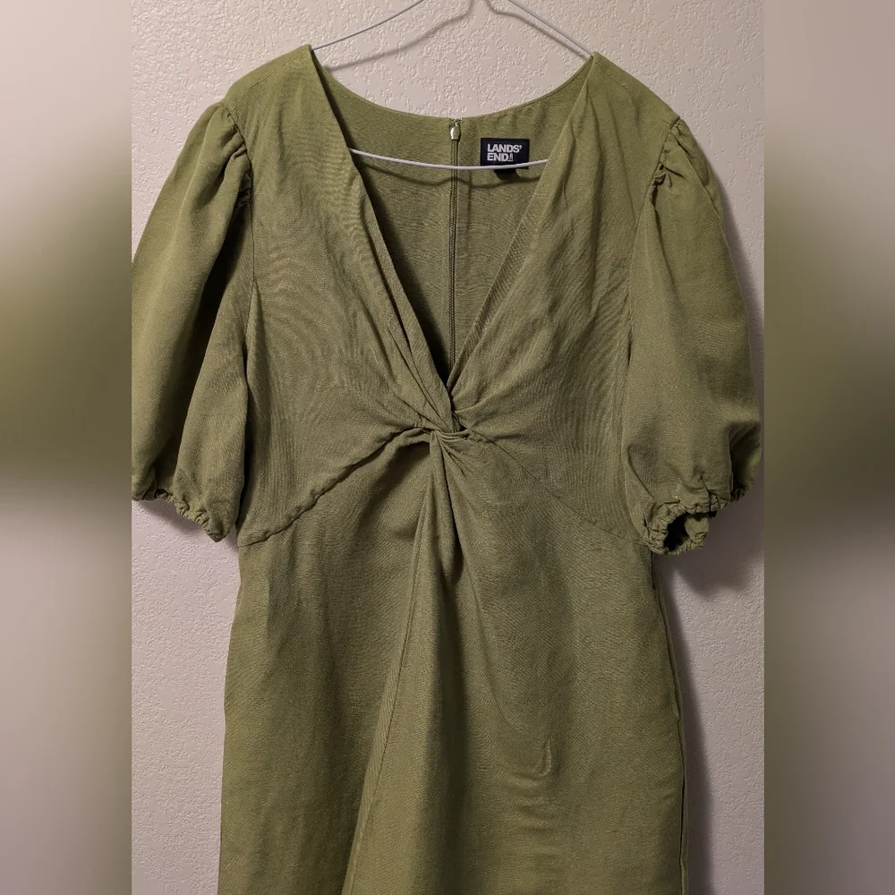 Lands End Green Puff Sleeve Dress - Picture 7 of 7